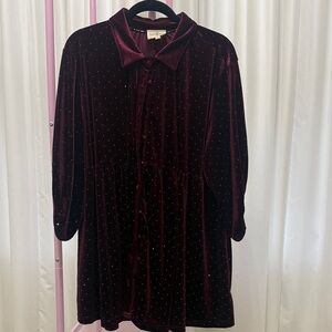 Umgee Maroon Velvet Dress